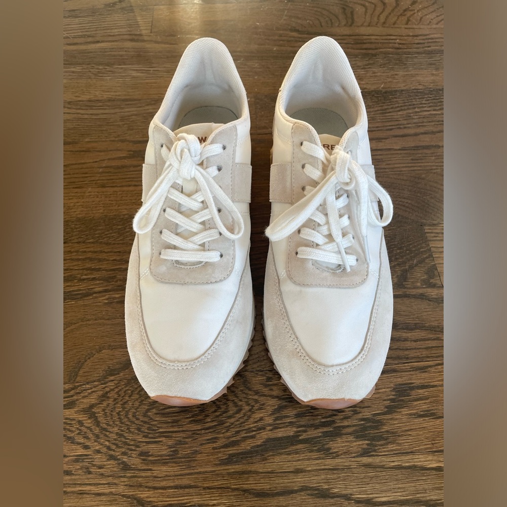 J.Crew cream and gold sneakers